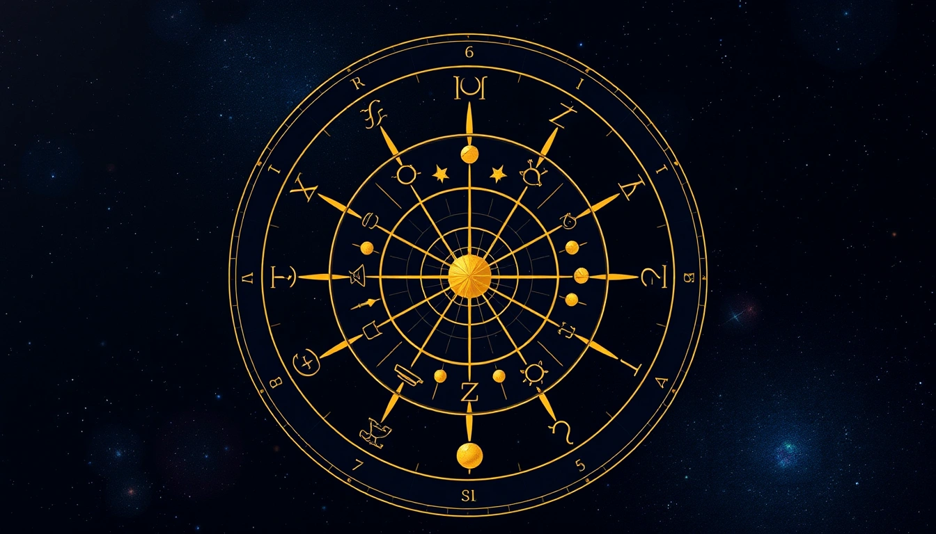Sample natal birth chart wheel with planetary positions