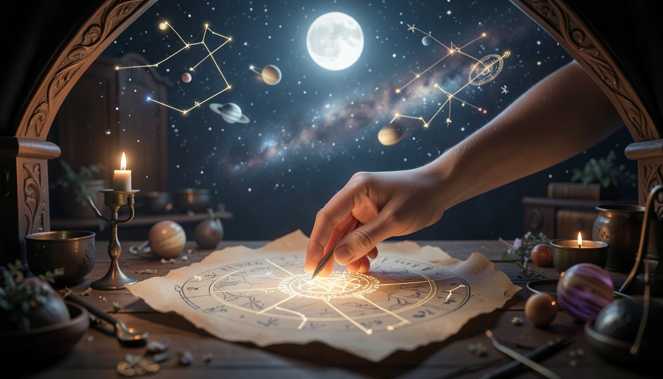 Hand sealing parchment in starry ritual symbolizing consent