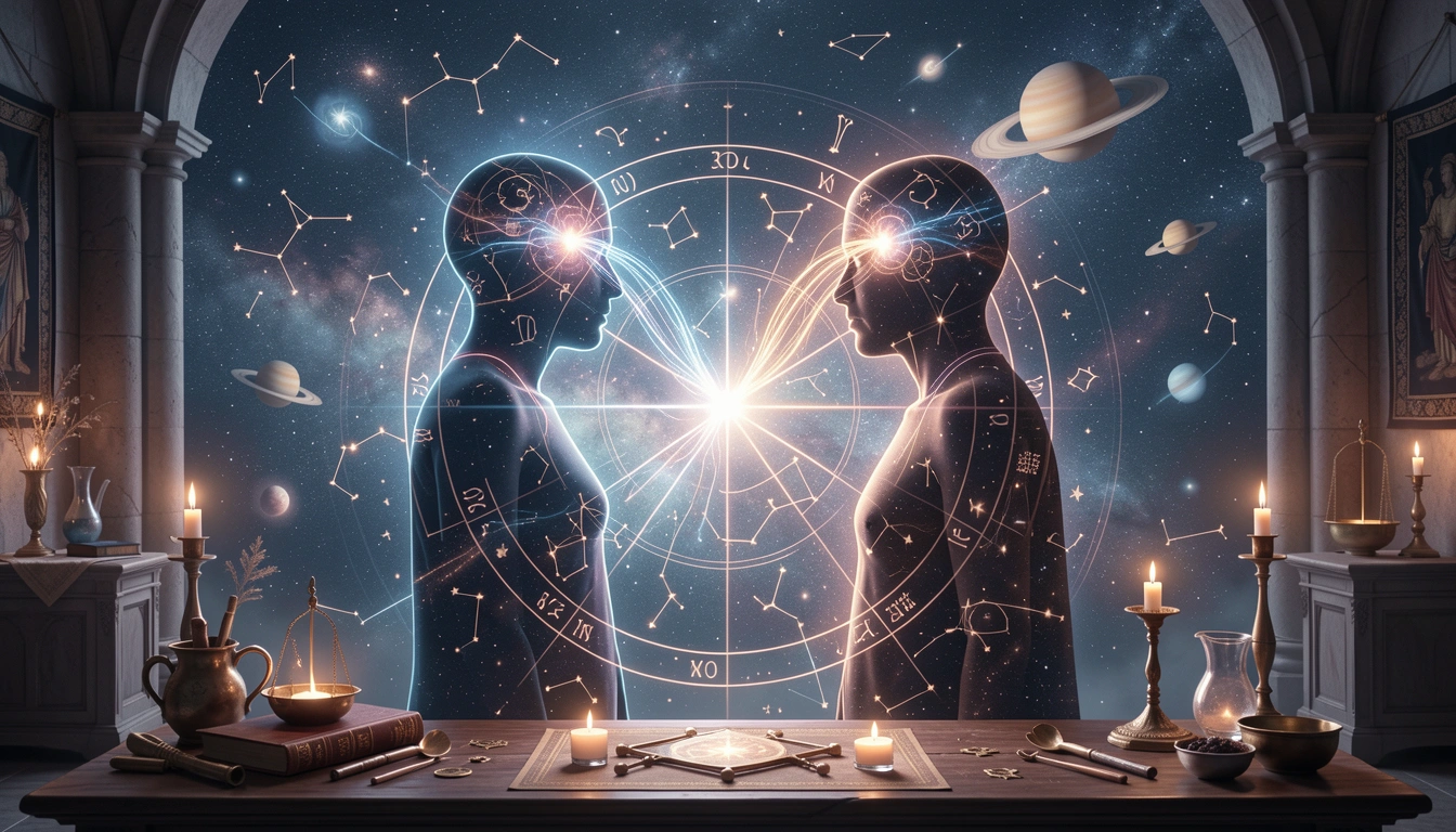 Synastry overlay of two star charts