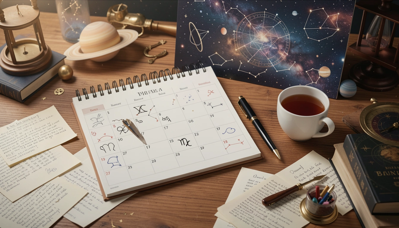 Astrological calendar and editorial notes.