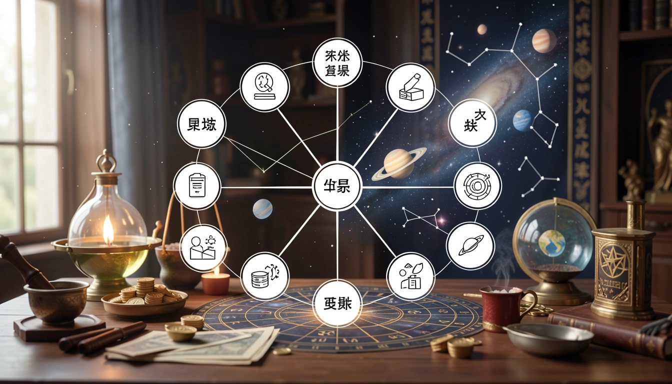 Ten Gods diagram with connections and icons