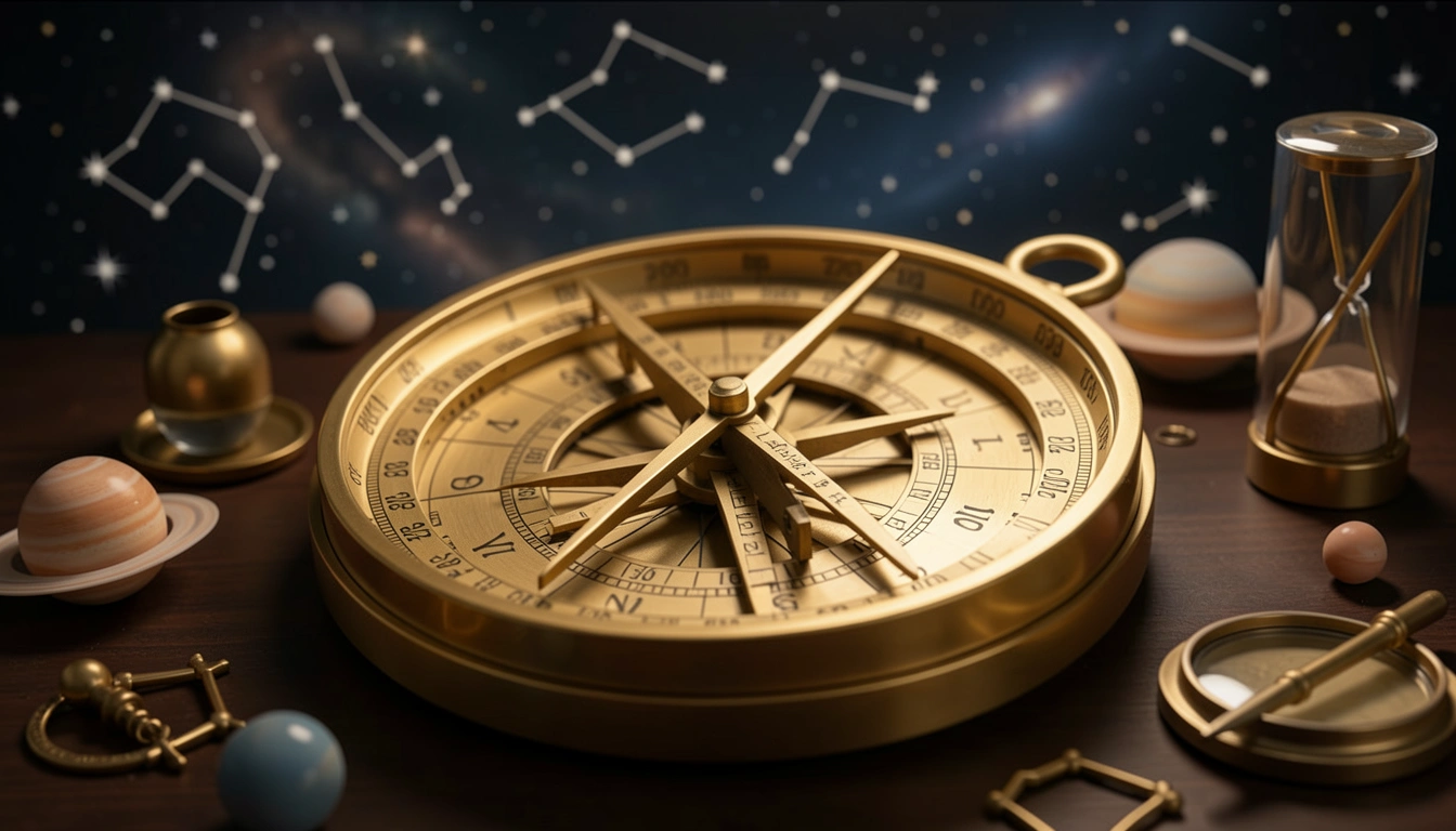 Astrolabe with degree markings representing calculation