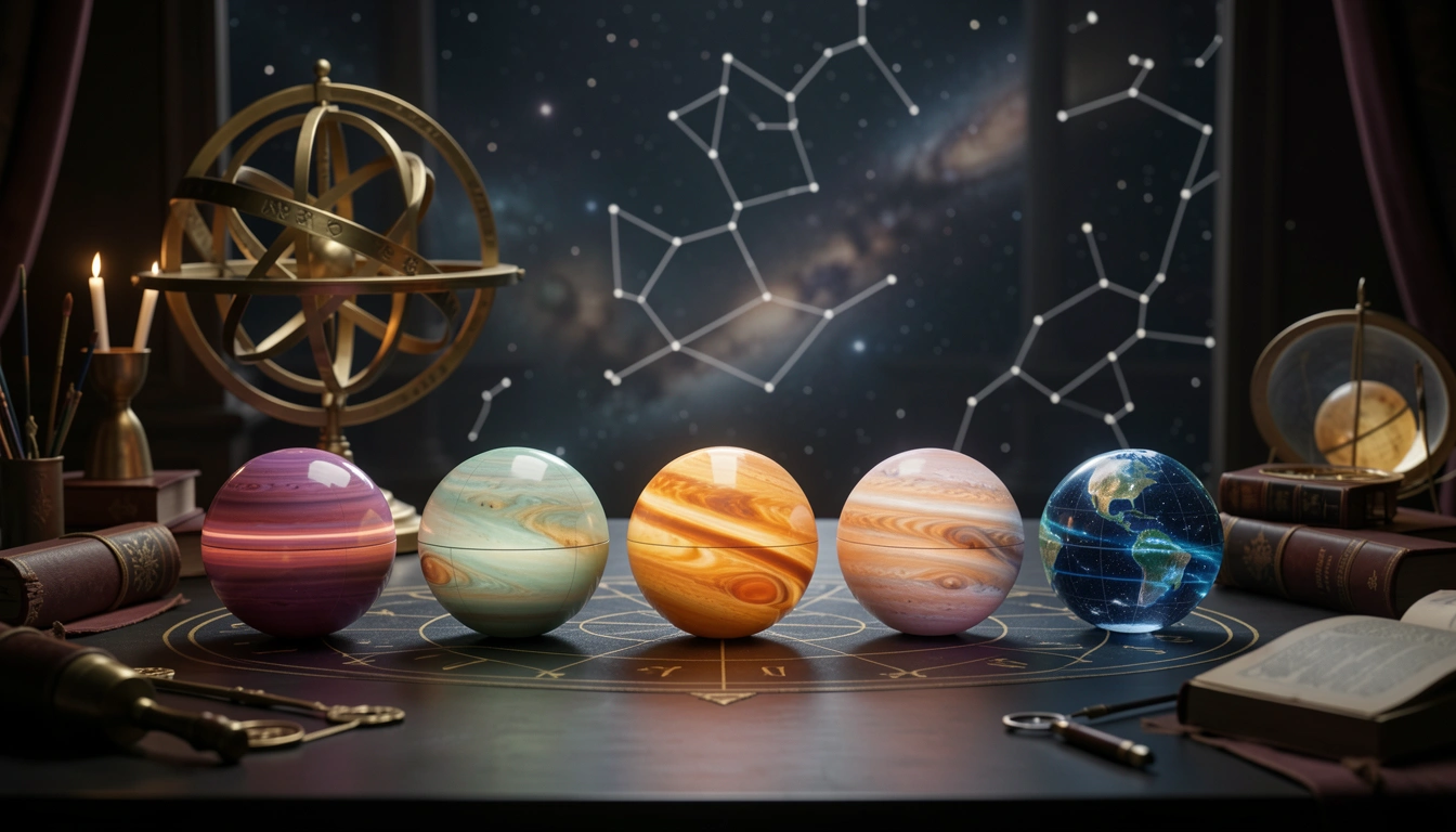 Seven planets representing composite chart planets