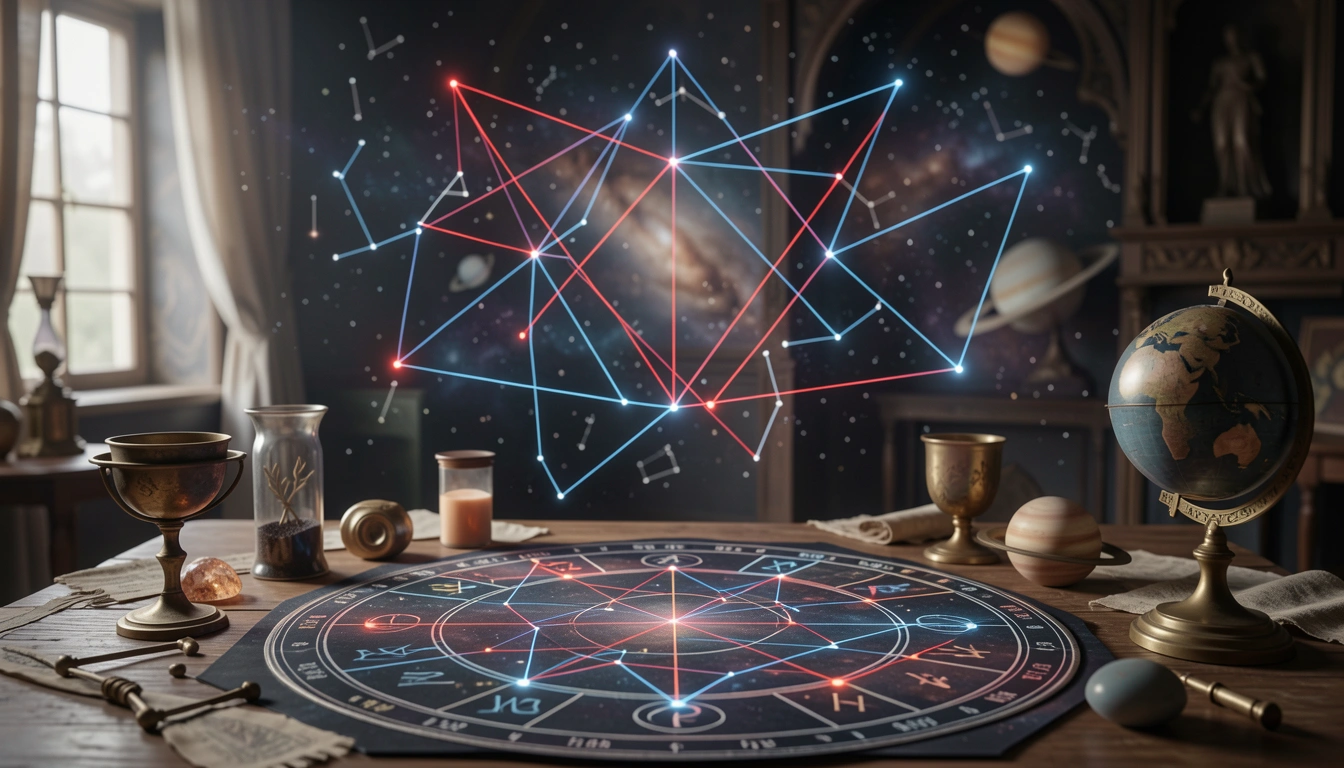 Aspect lines connecting planets in a composite chart