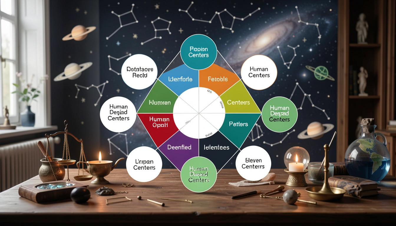 Diagram of nine Human Design Centers with labels