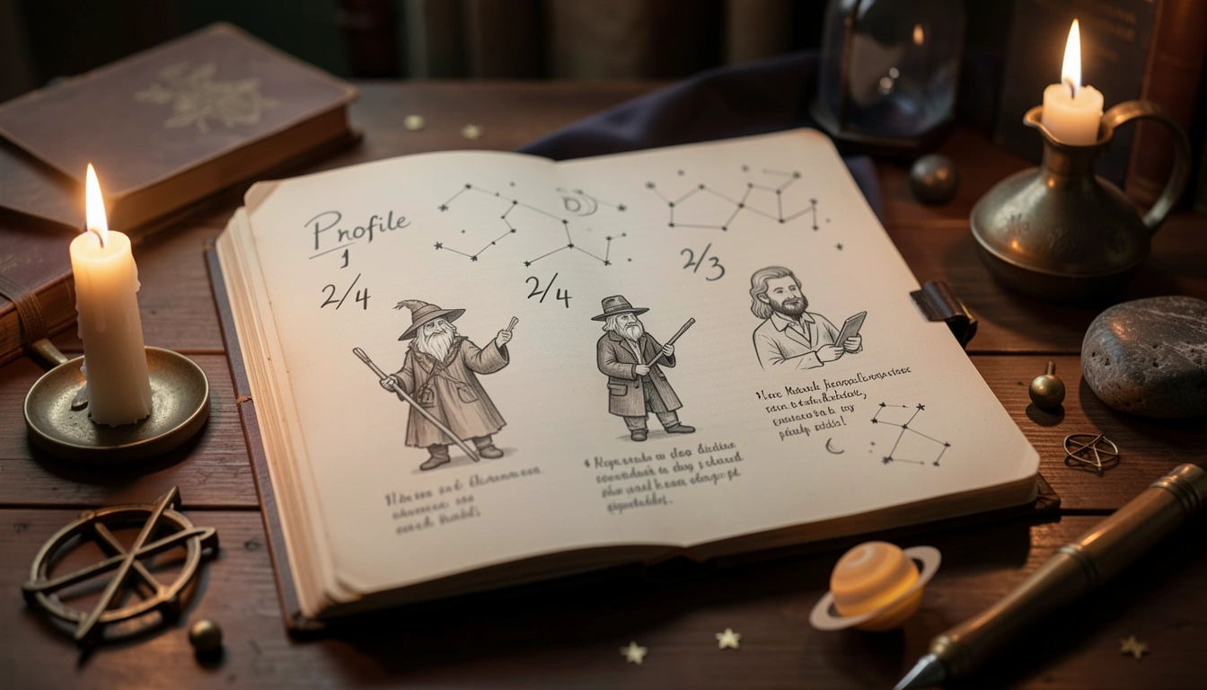 Journal page with Human Design Profile numbers and sketches