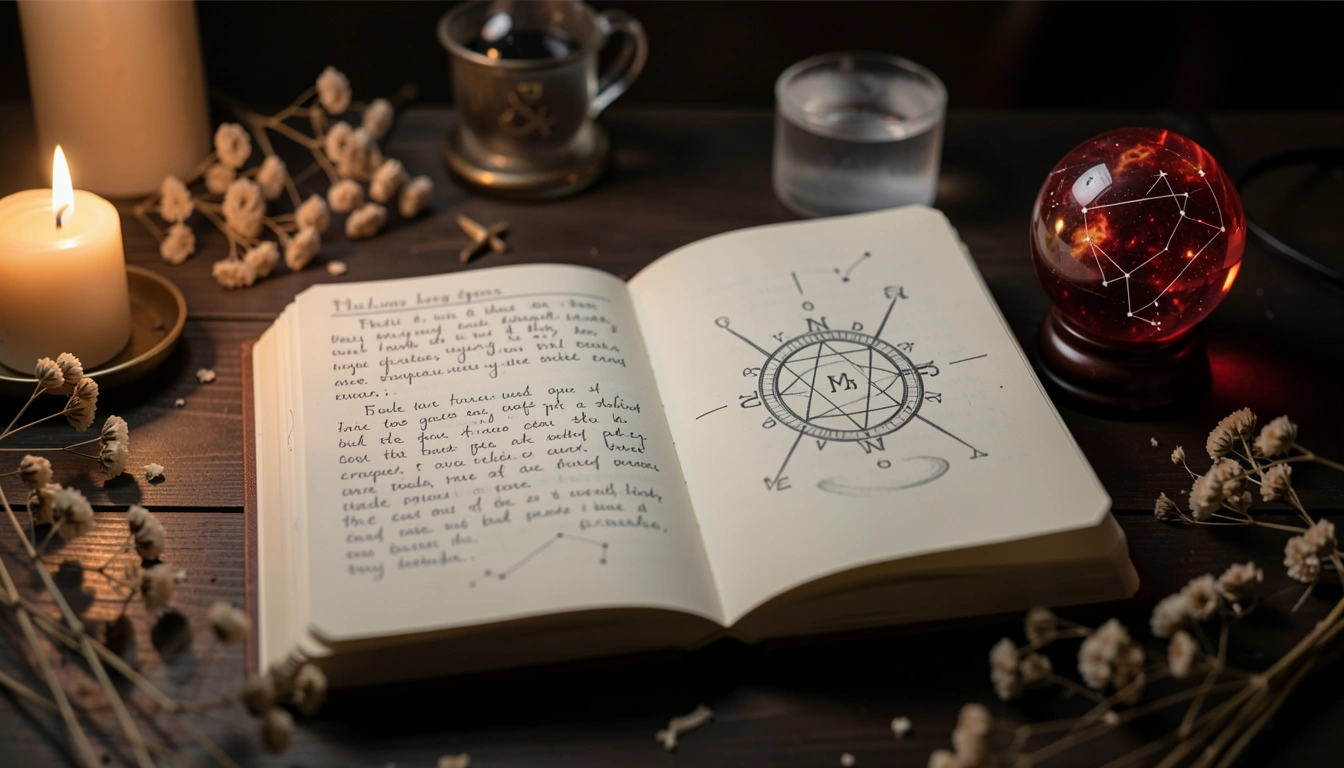 Astrological journal with Mars sign interpretation notes