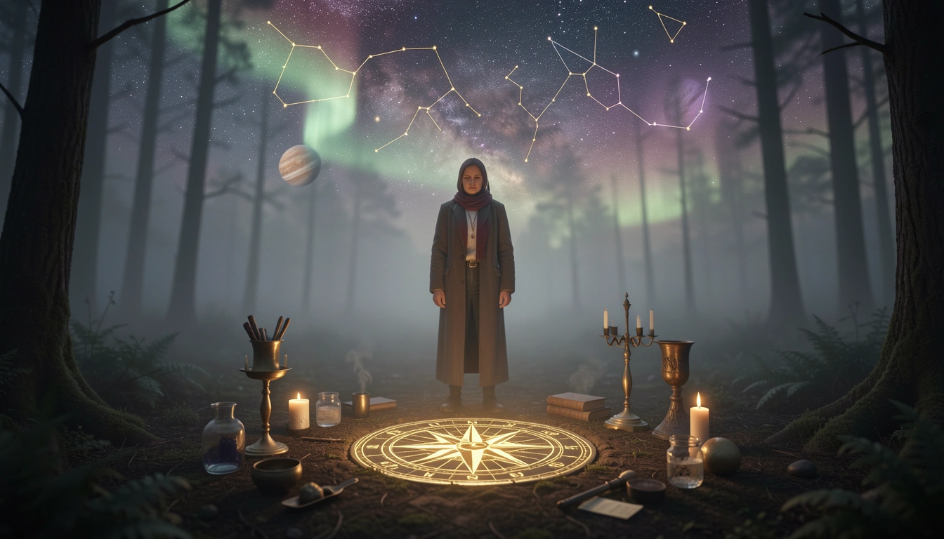 Person at crossroads under starry sky for major life events.