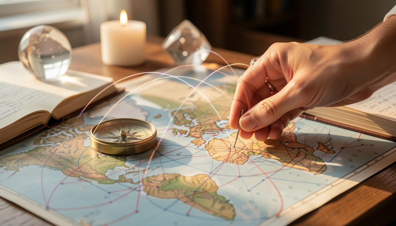 Explore an interactive world map, pin destination cities, calculate planetary line proximities in km, and inspect relocated house placements. Explore an interactive world map, pin destination cities, calculate planetary line proximities in km, and inspect relocated house placements.