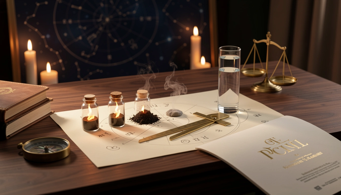 Analyze elemental and modal distribution in your birth chart for fire, earth, air, water balance and cardinal, fixed, mutable patterns.
