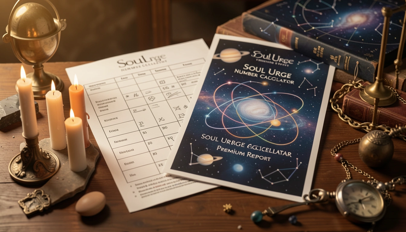 Calculate your Soul Urge Number from the vowels in your name and unlock a detailed premium numerology report on your inner desires, love style, and life... Calculate your Soul Urge Number from the vowels in your name and unlock a detailed premium numerology report on your inner desires, love style, and life...